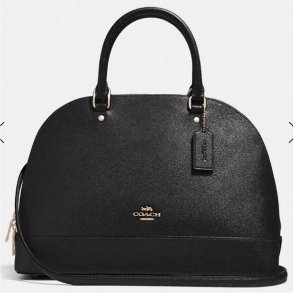 Coach Sierra Satchel Black Crossgrain Leather Dome Bag Gold Hardware Top Handle - Picture 14 of 14